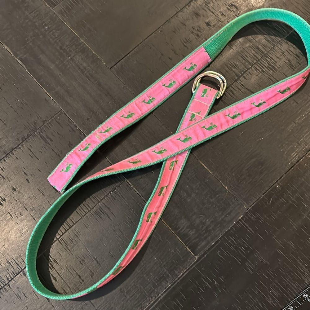 Vintage Preston Whale Print Pink Green Canvas XL Belt​